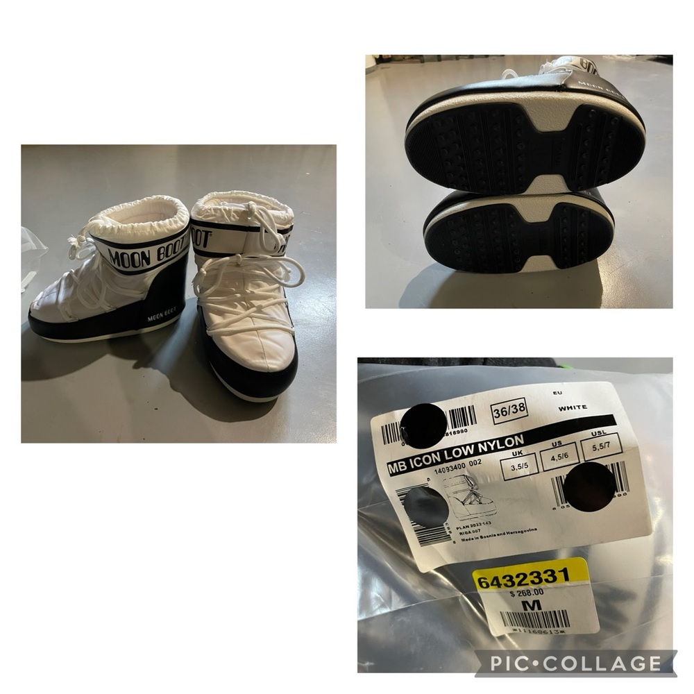 Moon Boot Kids White and Black Shoes